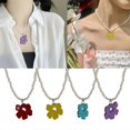 thumbnail image 2 of Elegant Flower Pendant Necklace for Women Casual Pearl Bead Chain Choker Unique Charming Flower Pendant Necklace Yellow, 2 of 4