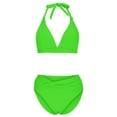 thumbnail image 5 of Oplxuo High Waisted Bikini Sets for Women Two Piece Tummy Control Swimsuits Halter Twist Front Bathing Suit Swimwear, 5 of 7