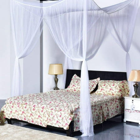 4 Corner Post Bed Canopy Mosquito Net Full Queen King Size Netting Bedding White 4 Corner Post Bed Canopy Mosquito Net Full Queen King Size Netting Bedding White
