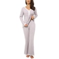 thumbnail image 4 of Pijamas de manga larga para mujer ropa de dormir suave conjunto Light greyXL Suzicca Gris claro XL, 4 of 6