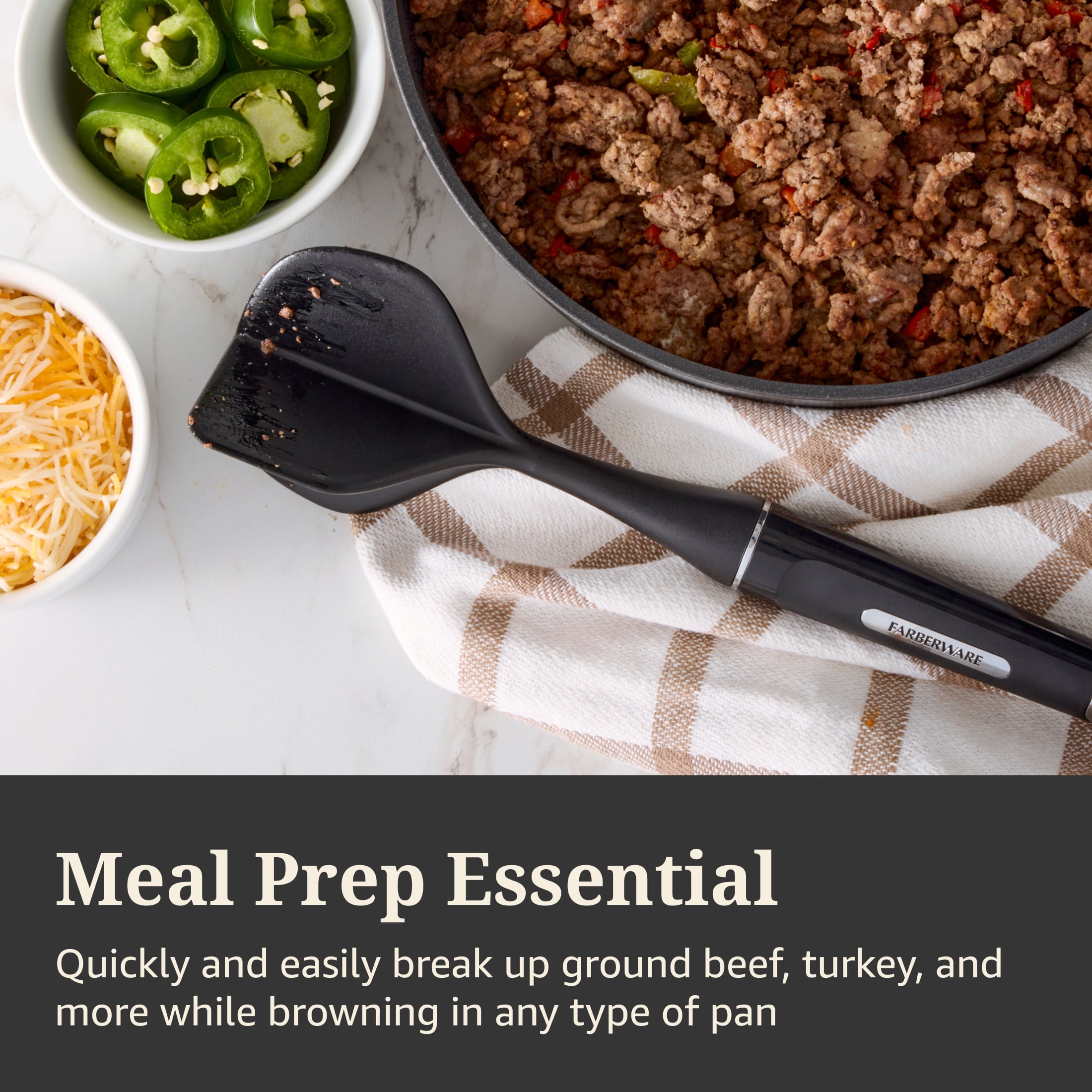 Farberware Professional Nylon Ground Meat Chopper/Masher Black with Plastic Handle