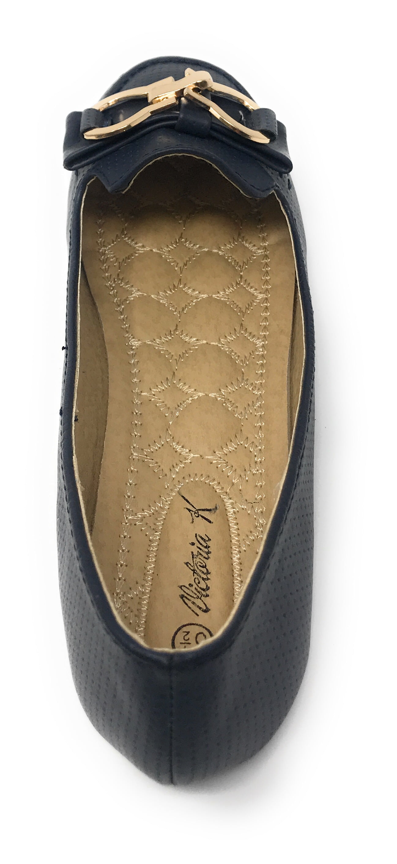 Victoria K Women's Pindot Gold Buckle Loafer Flats
