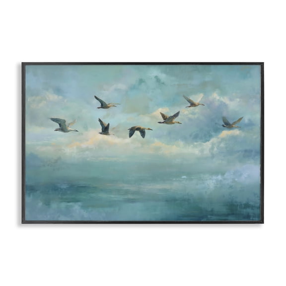 Stupell Industries Blue Skies Geese Black Framed Giclee Art, design by Petal Prints Design