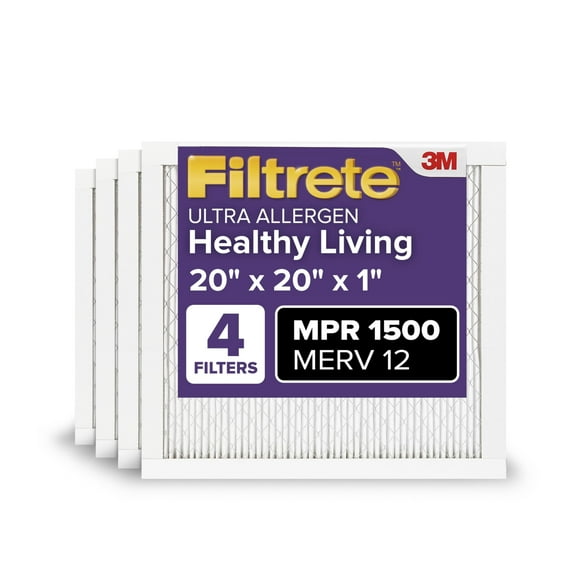 Filtrete 20x20x1 AC Furnace Air Filter, MERV 12, MPR 1500, CERTIFIED asthma & allergy friendly, 3 Month Pleated 1-Inch Electrostatic Air Cleaning Fil