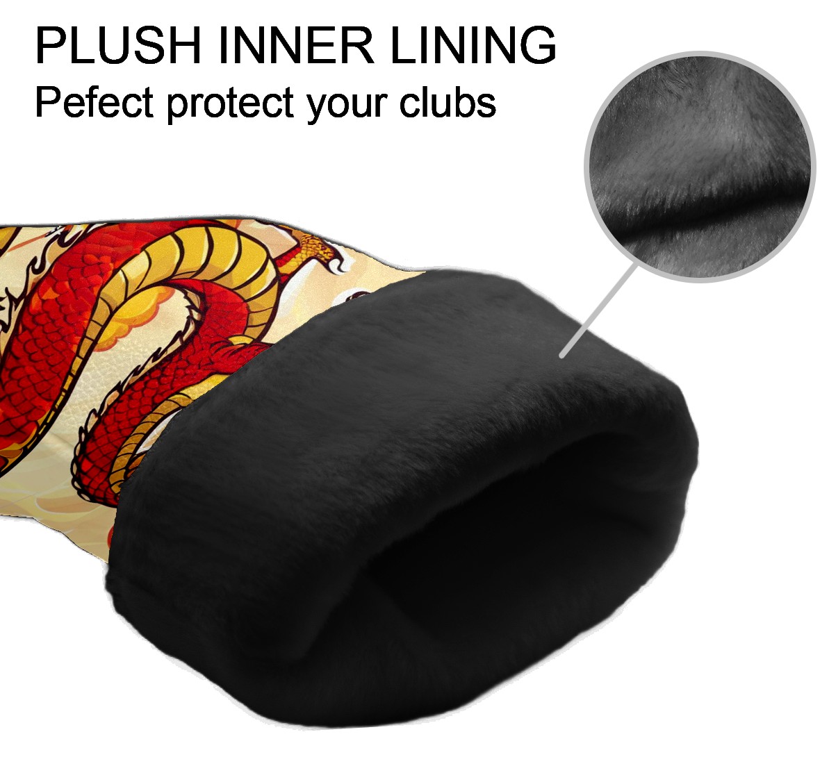 Golf Club Covers, Dragon Yellow Premium PU Leather Driver Hybrid Putter Head Covers with Velvet Lining, Waterproof Golf Gifts for Men Women