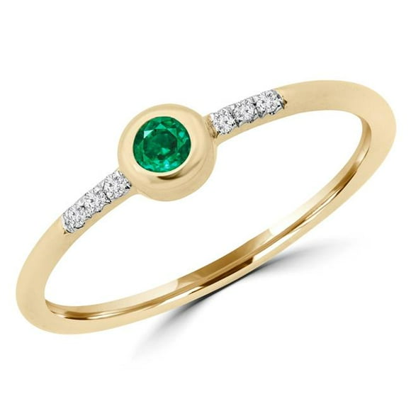 Majesty Diamonds MDR190049-7.5 0.14 CTW Round Emerald Bezel Set Cocktail Ring in 14K Yellow Gold - Size 7.5