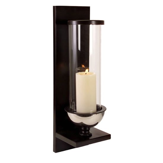 22" Sleek Contemporary Glass Pillar Candle Wall Sconce