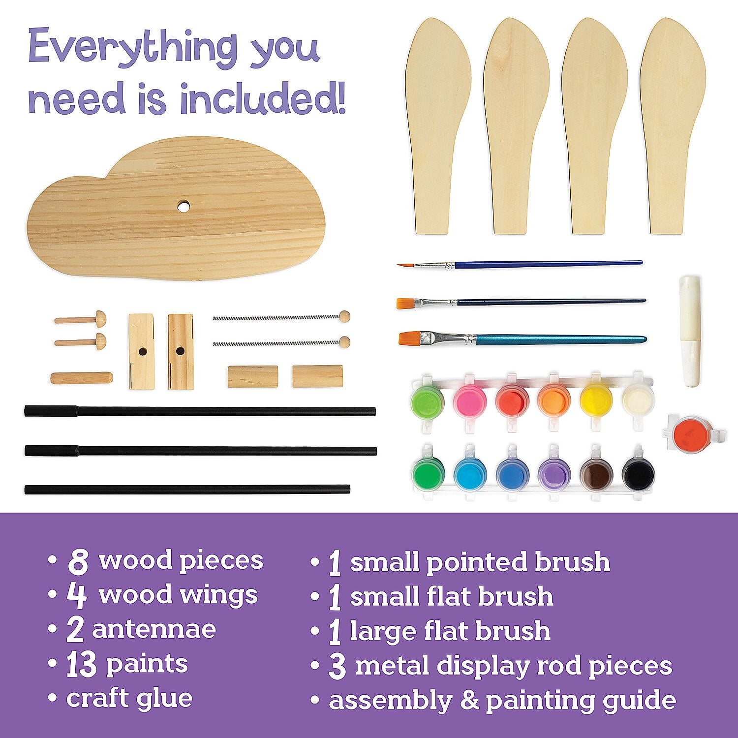 MindWare Make Your Own Ladybug Wind Spinner Wood Craft Kit, Build & Decorate for Ages 8 & Up