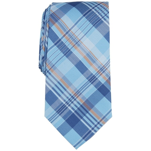 Club Room Mens Tie Necktie One Size Light Blue Morgan Plaid
