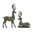 thumbnail image 2 of Estatuilla de Reno Fernando 2 uds Escultura de ciervo con bola de cristal VERDE 16cmx26cm 18cmx16cm, 2 of 8