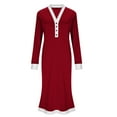 thumbnail image 6 of Womens Elegant Midi Dress V Neck Long Sleeve Business Casual Cocktail Dresses with Pocket Color Block Outfit New Summer Dresses for Women Red XL, 6 of 7