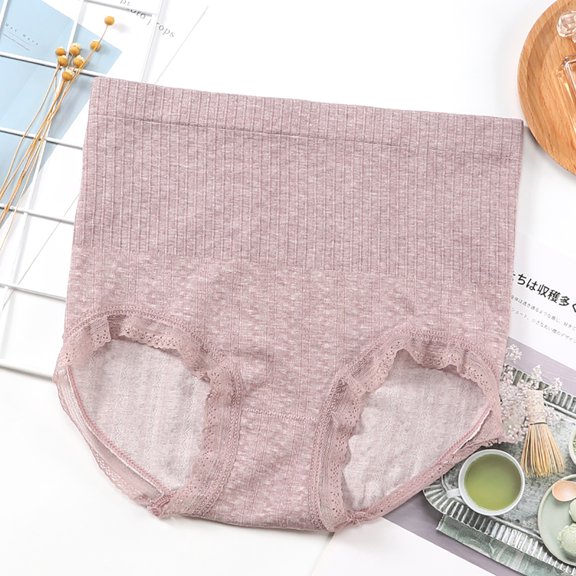 QIPOPIQ Underwear for Women Plus Size New High-waist Seamless Tummy Sexy Lace Edge Panties