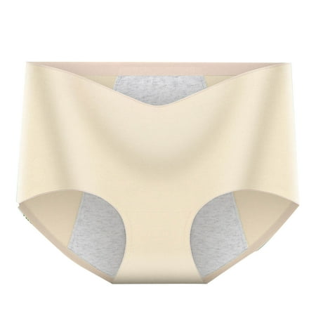 Scyoekwg Seamless Underwear for Women High Waisted Underwear Stretchy Comfort Solid Color Ladies Underpants Hipster Panties (Beige XL)