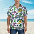 thumbnail image 2 of Daiia Space Monster Print Hawaiian Shirt for Men Gentle Cotton Regular Short Sleeve Casual,3X-Large, 2 of 7