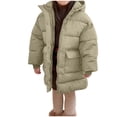 thumbnail image 2 of Agkizg Girls Mid Length Hooded Down Coat Thick Windproof Winter Puffer Jacket with Pockets Solid Color Warm Outerwear, 2 of 6