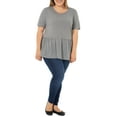 thumbnail image 2 of Wright's Women's Plus Size Short Sleeve Crew Neck Classic Peplum Top/Blouse, 1X-4X, 2 of 5