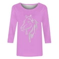 thumbnail image 4 of Fznquz Women's Tops Pink Crewneck 3/4 Length Sleeve Casual T Shirt Animal Print Fall Trendy Blouses,S, 4 of 4