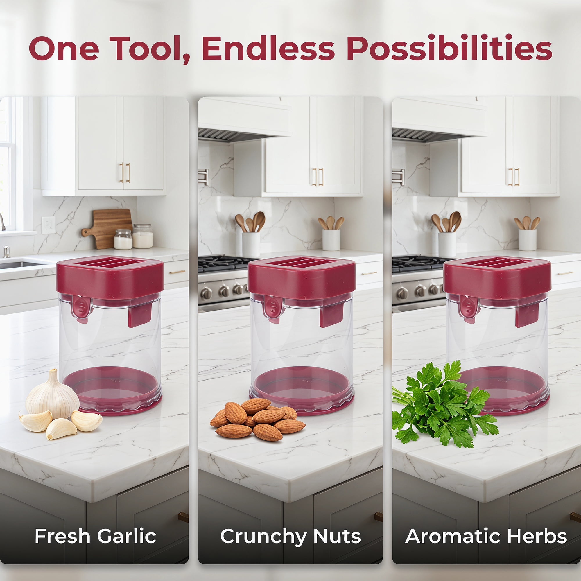 Unique Bargains Vegetable Chopper Manual Food Processor Blue Lid Garlic Slicer Red