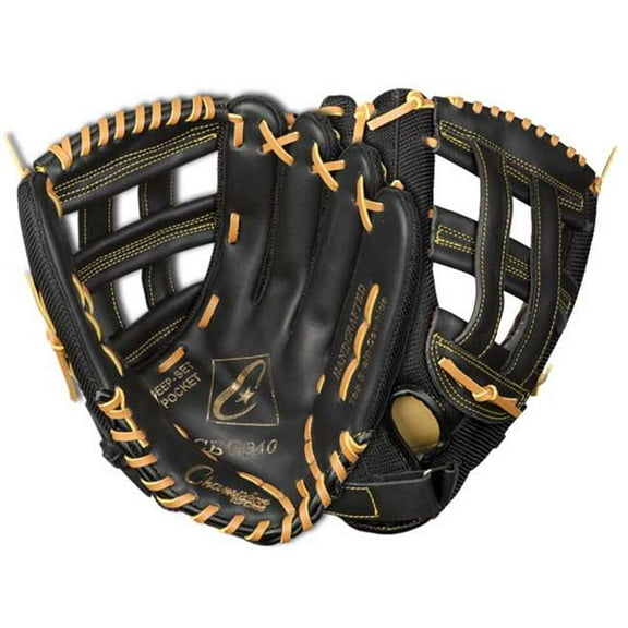 12 in.Black Baseball-Softball Fielders Glove - Right Hand Throw