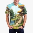 thumbnail image 2 of Salouo Cartoon Mushroom House for Men's Short Sleeve Polo Shirts,Polo Shirts for Men Performance Short Sleeve Golf Shirt Athletic Casual Collared T-Shirt-3X-Large, 2 of 8