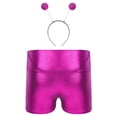 thumbnail image 2 of Aislor Girls Shiny Metallic Alien Shorts with Hair Hoop Kids Festival Party High Waist Dance Bottoms Black 6, 2 of 7