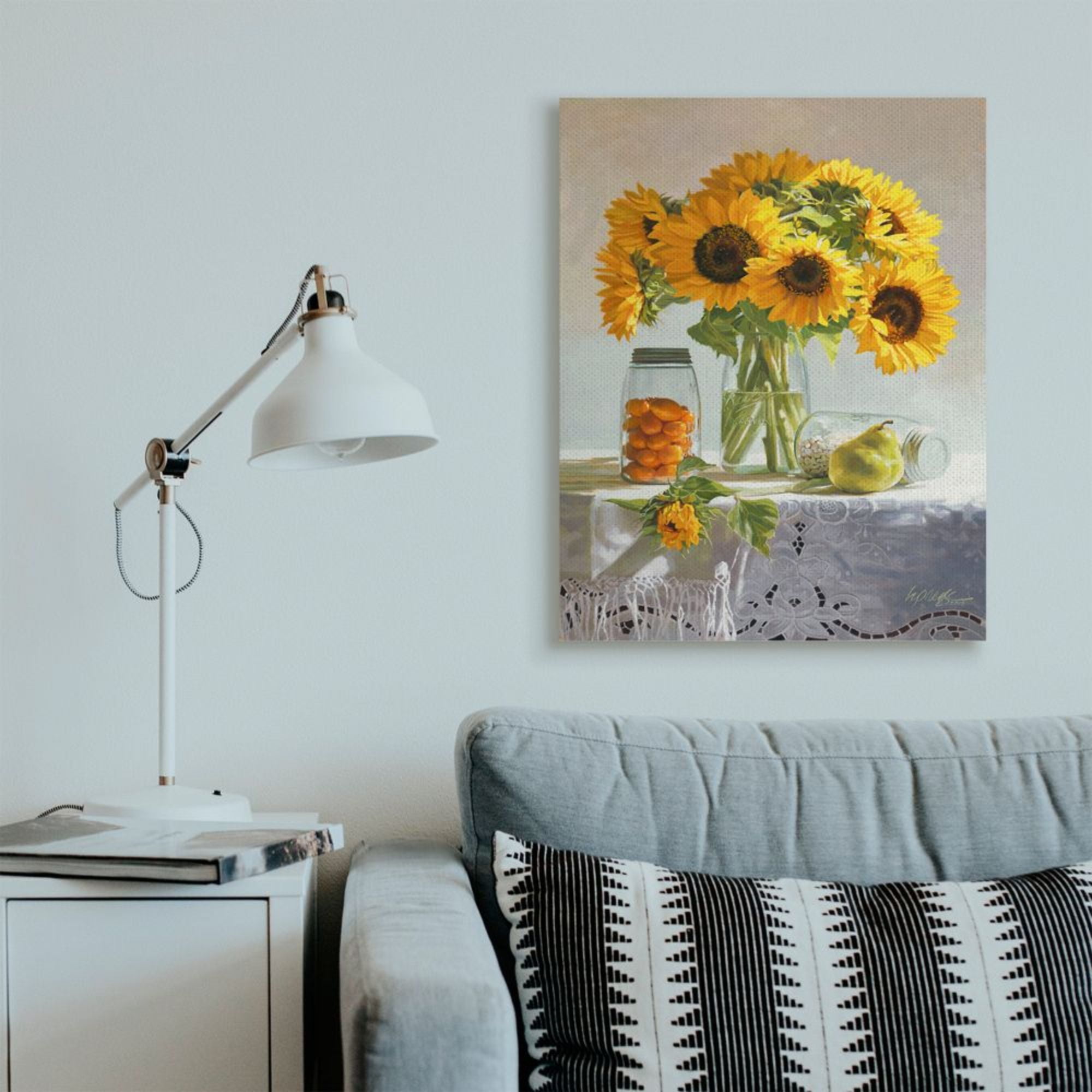 Stupell Industries Farmhouse Sunflower Still Life Country Fruit Jars Design by Heide Presse, 30" x 40"