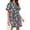 Green, variant on Short Sleeve Women Floral Print Loose Fit Lapel V-neck Casual Mini Dress