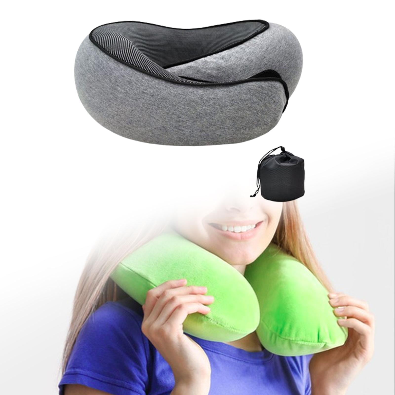 BELOVING Airplane Travel Pillow Headrest Ergonomic Breathable Foldable U Shaped Soft Neck Pillow Neck Support Head Rest for Home Train Gray Walmart