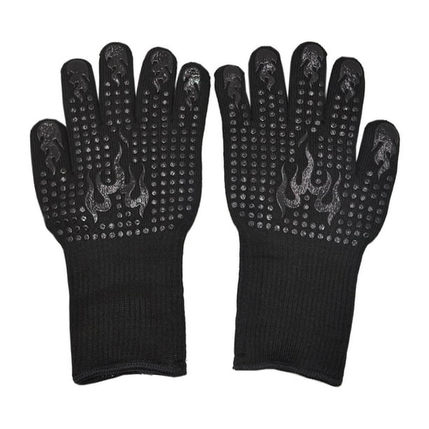 Guantes para barbacoa de 1472 ℉, guantes para horno y barbacoa, cocina para barbacoa, horneado y freidora. negro