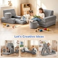 thumbnail image 3 of 14Pcs Kids Play Couch, Caveen Baby Playroom Furniture Convertible Foam and Floor Cushion for Toddler,Gray, 3 of 10