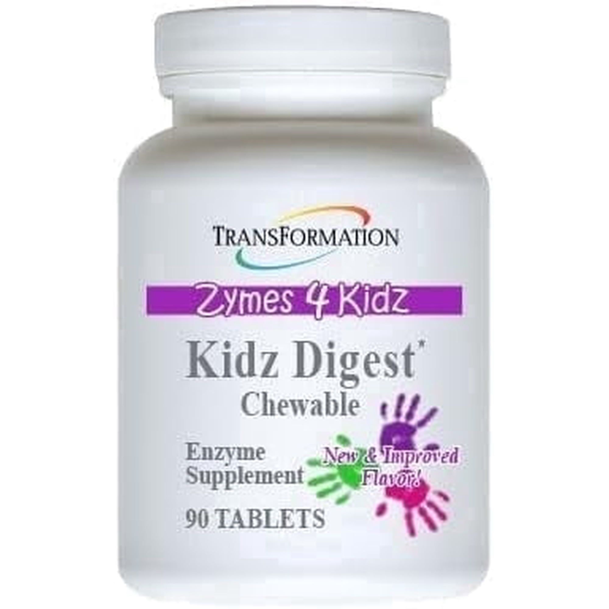 Transformation Kidz Digest Chewable Enzyme Tablets, Natural Digestive Enzymes for Children, Berry-Flavored, Non-GMO, 90 Count