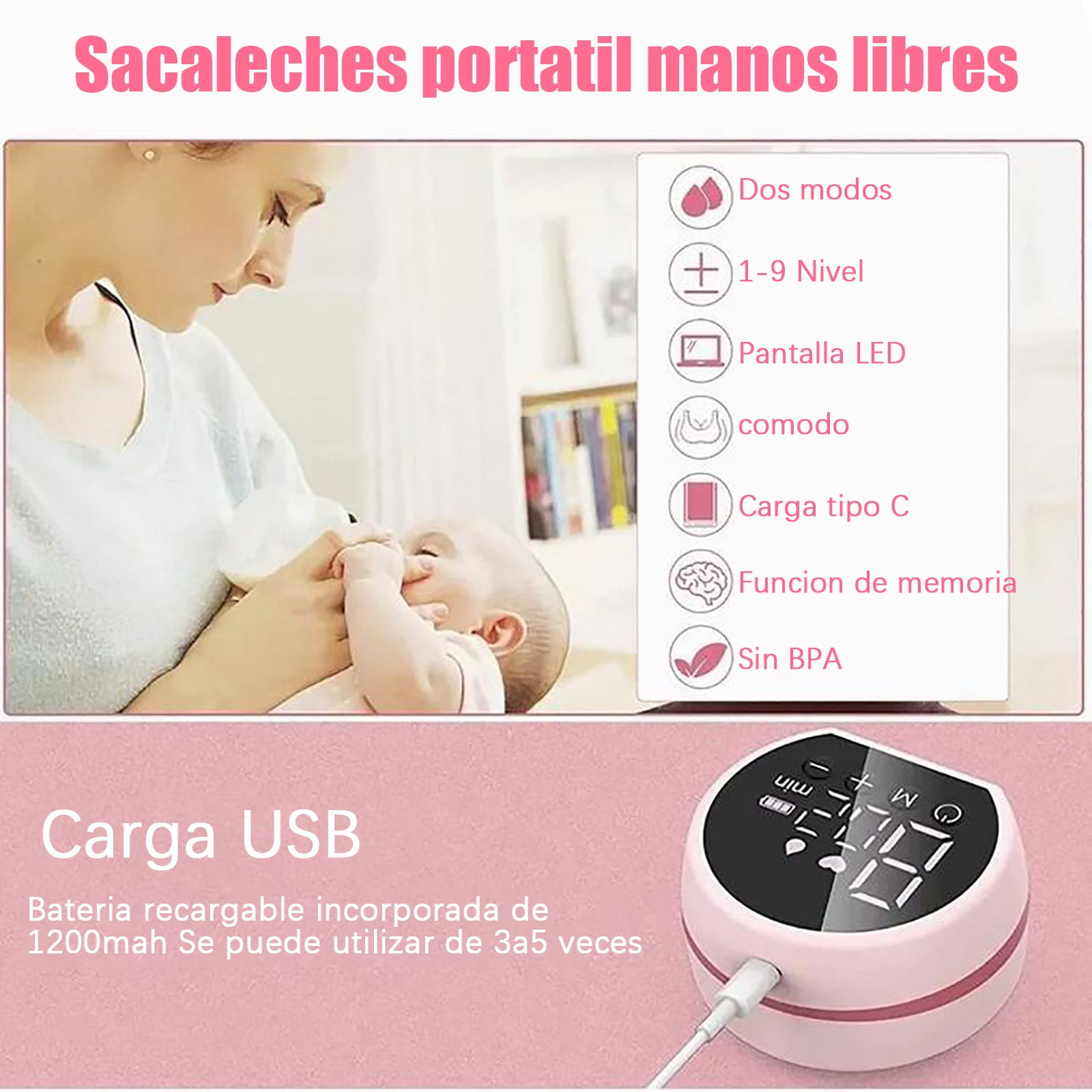 Hands Free Portable Breast Pump - Portable Electric Breast Pump With 3 Modes And 9 Level, Kitchen Multifunctional Tool Home Tool