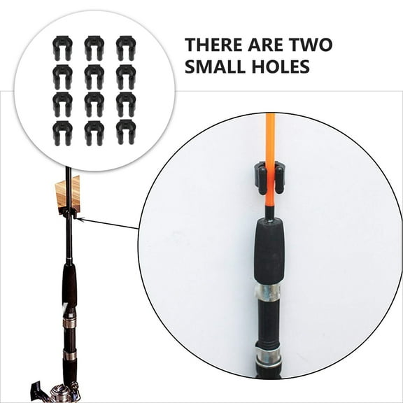 MERRYHAPY 12-Pack Black Plastic Fishing Rod Wall Mount Racks Organizer for Anglers, and Easy to Install