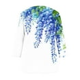 thumbnail image 5 of Save On Floral Tee Shirts for Women Rose-Flower Tunic Tops Keyhole Hollow Out T-Shirts Round Neck 3/4 Sleeve Tops Cottage Causal Blosues Lounge Dressy Work Tunics Teen Girls Clothes, 5 of 6