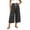 Black, variant on Drawstring Elastic Waist Striped Wide Leg Cropped Pants for Women Casual Abstract Print Culottes with Side Pockets
