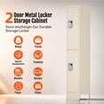 thumbnail image 3 of Sapital 2 Door Metal Locker, Heavy-Duty Storage Locker with Hook, Storage Cabinet for Home, Office, Gym, Workshop, Beige, 3 of 7