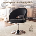 thumbnail image 3 of Adjustable Black Vanity Chair with Back, Velvet Makeup Chair Swivel Accent Chair with Chrome Frame Hollow Backrest, Side Chair for Living Room, Makeup Room, Bedroom (Black), 3 of 18