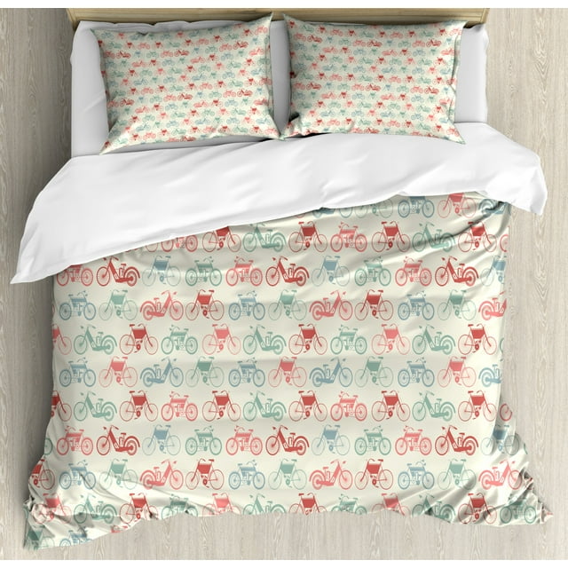 Bicycle Floral Pattern Print Duvet Cover Bedding Set
