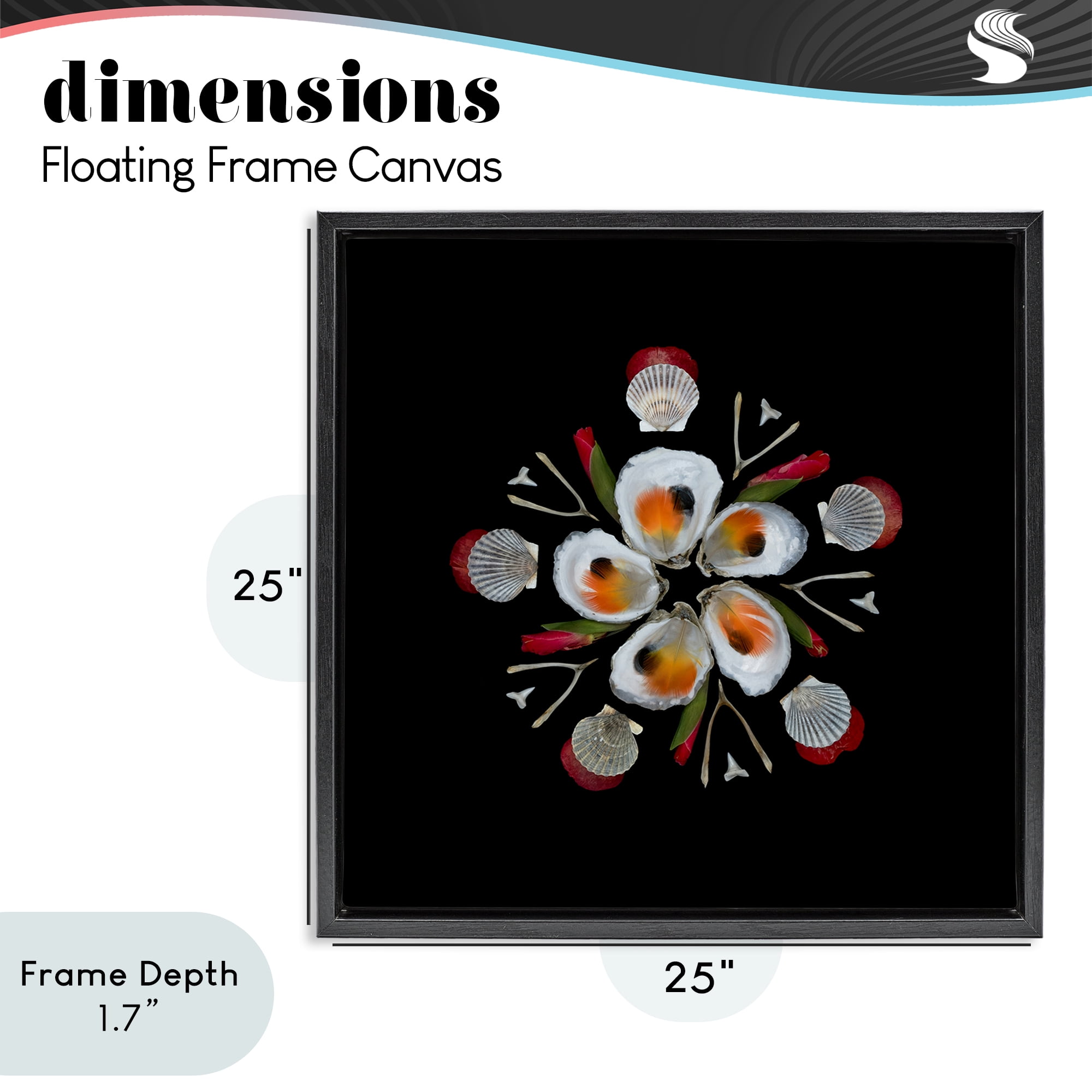 Stupell Industries Nautical Oysters Mandala Black Framed Floater Canvas Wall Art, design by Beth Adoette