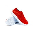 thumbnail image 4 of Daeful Women Sneakers Knit Upper Flats Rhinestone Casual Shoes Travel Fashion Mesh Slip On Sock Sneaker Red 4.5, 4 of 7