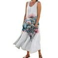 thumbnail image 1 of TSADFHJI Jupes pour Femmes Longueur Midi Mode Féminine Col Rond Décontracté Impression Pissenlit 3D Robe Longue Sans Manches avec Poches Robe Décontractée m Gris, 1 of 6