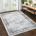 thumbnail image 2 of Hasoo 5' x 7' Area Rug for Living Room Boho Vintage Rug Non Slip Throw Rugs Floral Indoor Carpet, Gray, 2 of 6