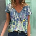 thumbnail image 1 of Hauts d'Été Grande Taille à Manches Courtes pour Femmes Blouse Imprimée d'Été T-Shirts Décontractés Col en V T-Shirts à Manches Courtes Col en V Femmes en Solde, 1 of 5