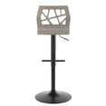 thumbnail image 4 of Folia Mid-Century Modern Adjustable Barstool in Light Grey Wood and Light Grey Fabric by LumiSource, 4 of 8