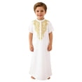 thumbnail image 2 of WOYY Toddler Boys Thobe Robe Embroidery Short Sleeve Shirt Long Kufi Robe, Sizes 2-3T, 2 of 8