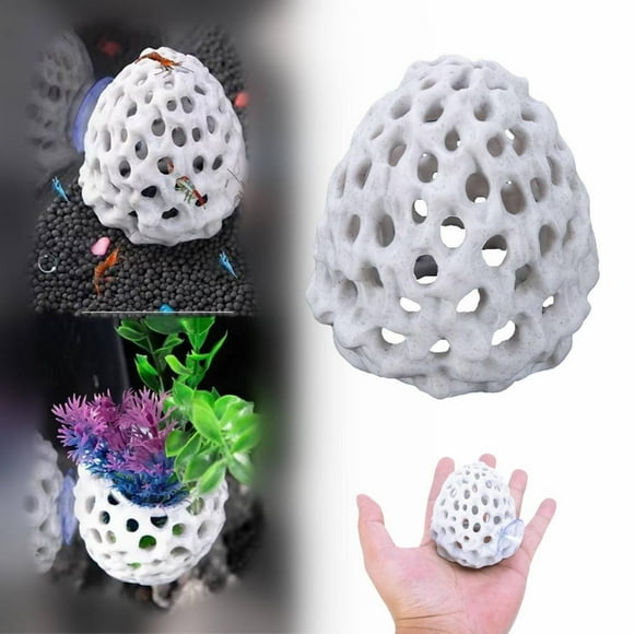 Shrimp Dome Hide, Shrimp Hides for Aquarium, Betta Fish Hideout with Suction Cup, Betta Habitat Tank Ornament Accessories, Aquarium Decor for Small Fish Guppy Hiding Resting (White) 2.76x3.15"