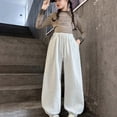thumbnail image 5 of XIYNBAOK Low Rise Pants Sweat Pants Trendy Pants Kids Wide Leg Sweatpants Kids Sweat Girls Baggy Sweatpants Toddler Girl Clothes 4t, White 9-10 Years, 5 of 7