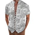 thumbnail image 1 of Camisas s Para Hombre Manga Larga Camisa de vacaciones en la playa Camisa de cuello con botones en los puños para hombre (Grey, M), 1 of 4