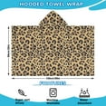 thumbnail image 2 of Brown and Black Leopard Print Hooded Bath Towel，60"x35" for Ages 3 To 12 Kids, Quick Dry Lightweight Soft Microfiber Hood Beach Towel Cover Up for Kids, 2 of 7