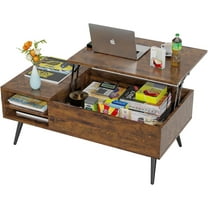 FDW Lift Top Coffee Table with Storage Shelf Hidden Compartment,Brown